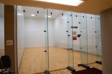 a photo displaying the racquetball courts