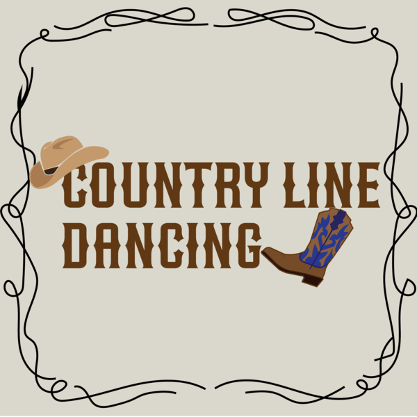 Western-themed graphic with cowboy boots