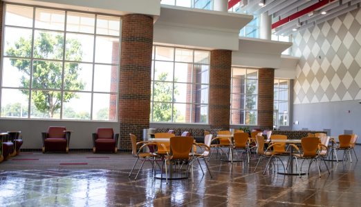 a picture of the student recreation center lobby